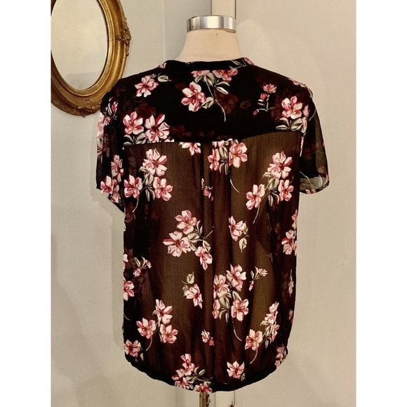 Torrid Black Floral Bubble Hem Chiffon Blouse Size 2 2XL - Picture 10 of 11
